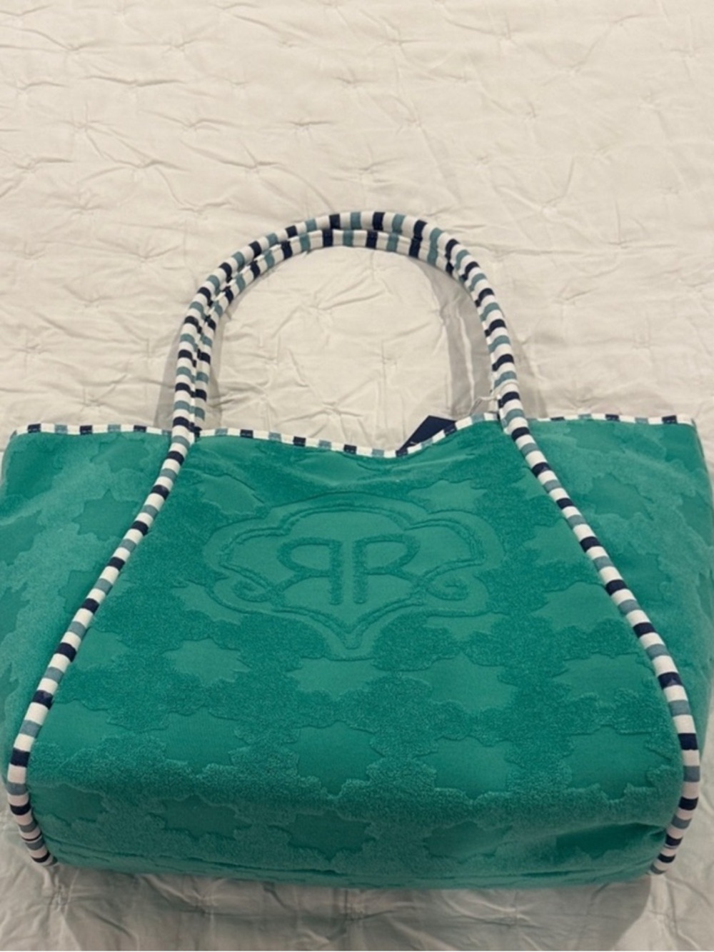NWT ROLLER RABBIT BAG :)  Striped Handle Green Tote Bag